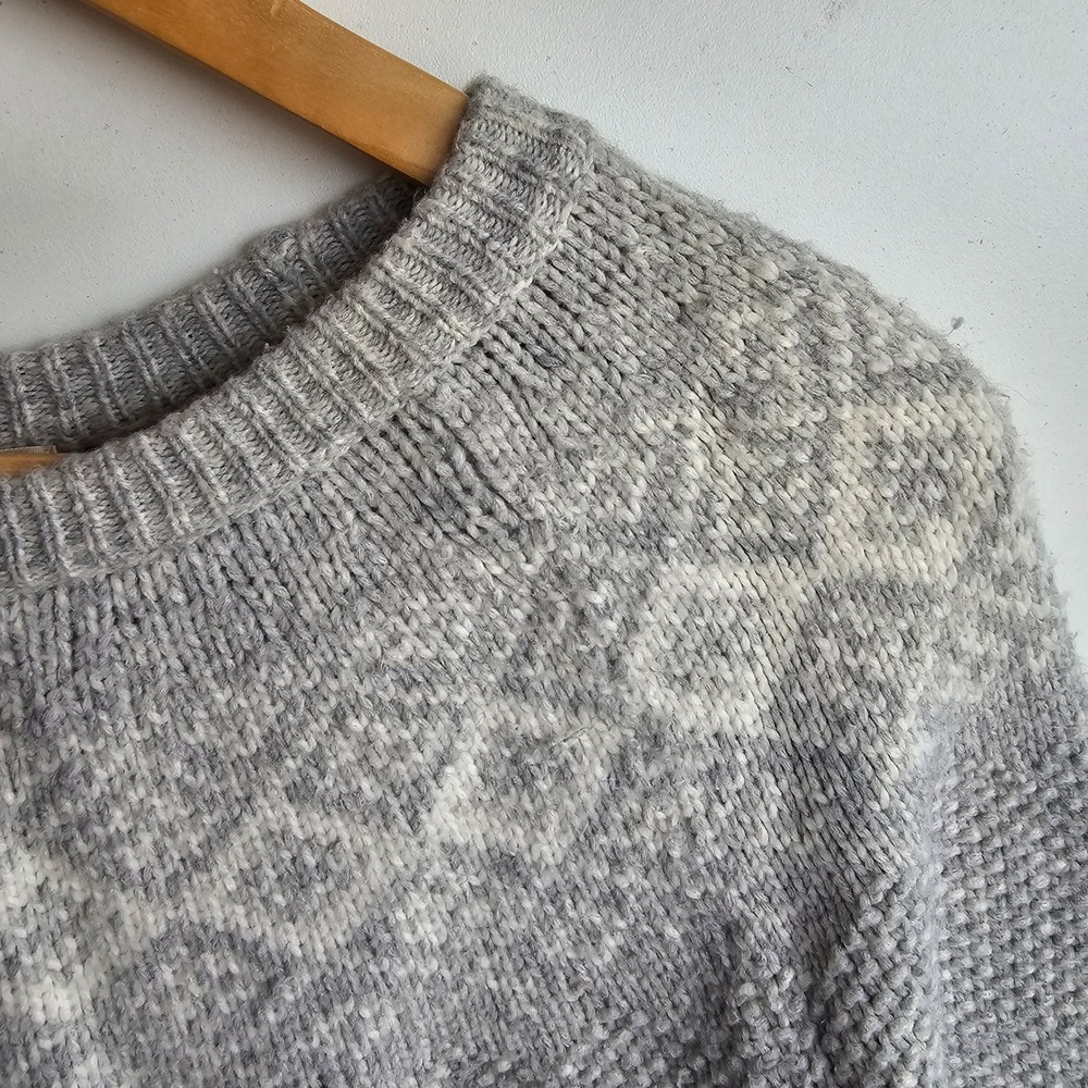 Marine Layer Fair Isle Knit‎ Pullover Sweater Wool Blend Light Gray Women's XS - Picture 9 of 9